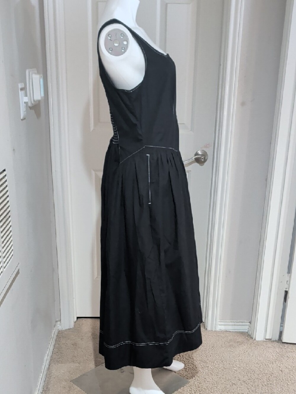 NWT Free Assembly Black Square Neck Midi Dress with Contrast Stitching XL(16-18) - Picture 5 of 8